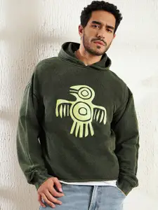 FUGAZEE Abstract Printed Hooded Cotton Pullover Sweatshirt