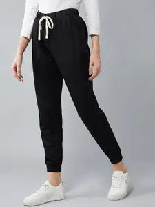 BAESD Women Regular Fit Denim Cropped Joggers