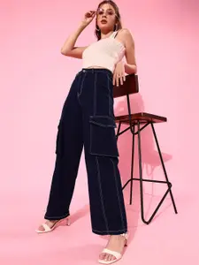 BAESD Women Wide Leg High Rise Clean Look Stretchable Jeans