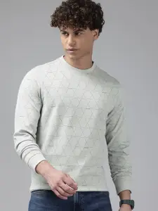 V Dot Geometric Prints Round-Neck Sweatshirt