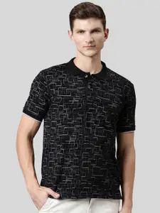 Kryptic Abstract Printed Polo Collar Pure Cotton T-Shirt
