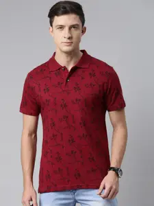 Kryptic Floral Printed Polo Collar Pure Cotton T-Shirt