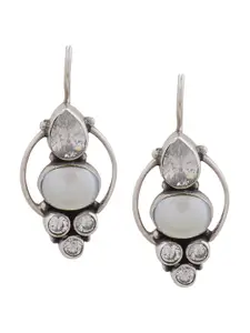 Silverwala Pearls Silver Floral Drop Earrings