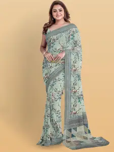 Kalamandir Floral Printed Linen Blend Saree