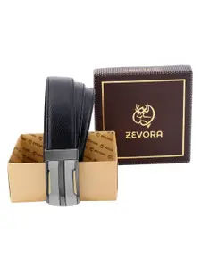 ZEVORA Men Textured Leather Reversible Belt