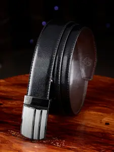 ZEVORA Men Textured Leather Reversible Belt