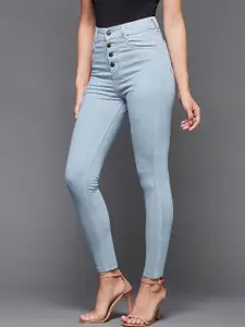 DressBerry Women Blue Skinny Fit High-Rise Clean Look Stretchable Jeans