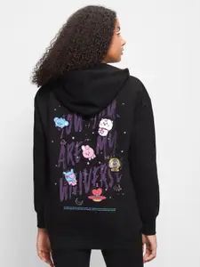 Bewakoof BTS My Universe Printed Hooded Cotton Pullover