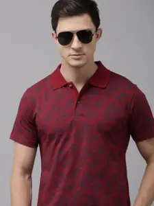 Kryptic Floral Printed Polo Collar Pure Cotton T-shirt