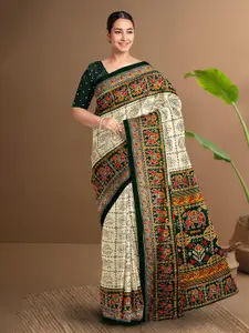Kalamandir Ethnic Motifs Printed Silk Blend Saree