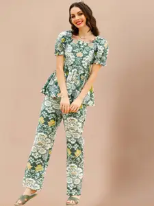 SIDYAL Printed Top With Straight Trousers