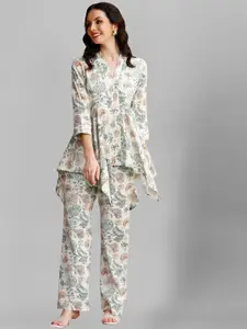 SIDYAL Floral Printed Top and Trousers Co-Ords