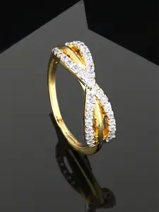 Estele Gold-Plated Cubic Zirconia Finger Ring