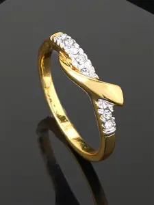 Estele Gold-Plated Crystals Stones Studded Finger Ring