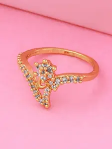 Estele Gold-Plated CZ Finger Ring