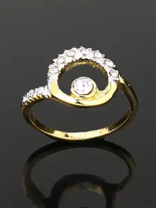 Estele Gold-Plated Crystal Studded Finger Ring