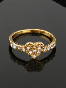 Estele Gold Plated Heart Shaped Finger Ring