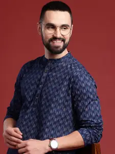 Anouk Ikkat Printed Indigo Short Kurta