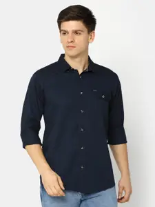 V-Mart Men Blue Slim Fit Opaque Casual Shirt