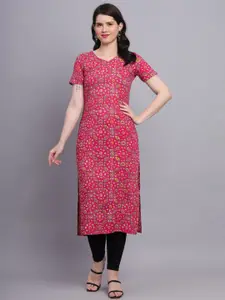 KALINI Ethnic Motifs Printed V-Neck Straight Kurta