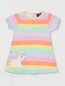Juniors by Lifestyle Girls Striped Pure Cotton T-shirt Dress