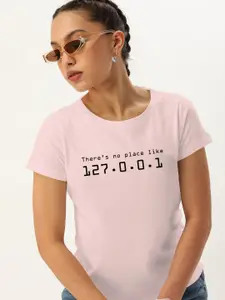 Harvard Pink Typography Printed Pure Cotton Casual T-shirt