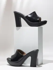 Anouk Black Open Toe Platform Heels