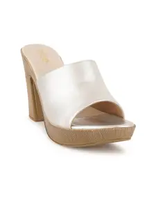 Anouk Silver-Toned Open Toe Platform Heels