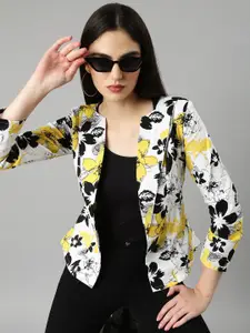 SHOWOFF Floral Printed Slim Fit Single-Breasted Casual Blazer