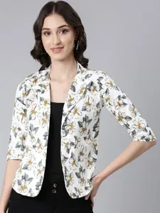 SHOWOFF Printed Cotton Slim Fit Single-Breasted Casual Blazer