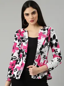 SHOWOFF Floral Printed Slim Fit Single-Breasted Cotton Blazer