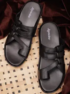 LEONCINO Men Black Comfort Sandals