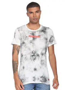 Flying Machine Abstract Printed Round Neck Short Sleeves Cotton T-shirt