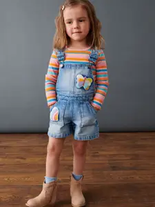 NEXT Infant Girls T-shirt & Denim Dungaree Set