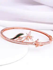 GIVA Women Sterling Silver Rose Gold-Plated Cubic Zirconia Wraparound Bracelet