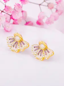 GIVA Gold-Plated 925 Sterling Silver Stone-Studded Floral Stud Earrings