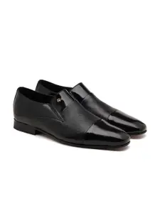 Ruosh Men Textured Leather Formal Slip-On Shoes