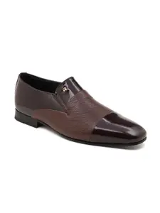 Ruosh Men Textured Leather Formal Slip-On Shoes