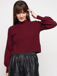 Madame Cable Knit Turtle Neck Long Sleeves Acrylic Pullover Sweaters