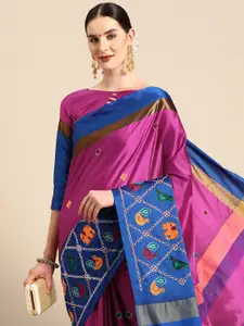 SERONA FABRICS Silk Cotton Woven Design Embroidered Patola Saree With Blouse Piece