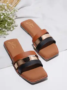 JM Looks Colourblocked Open Toe Flats