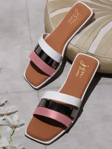 JM Looks Colourblocked Open Toe Flats