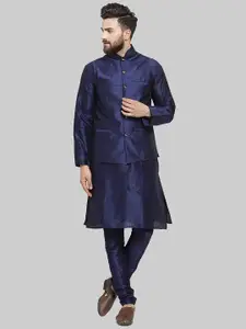 ROYAL KURTA Pure Silk Kurta With Churidar And Nehru jacket