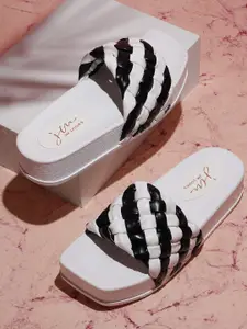 JM Looks Textured Open Toe Flatform Heels