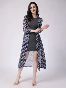 SCORPIUS Floral Printed Open Front Longline Shrug