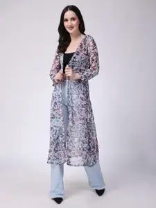 SCORPIUS Women Floral Printed Longline Shrug