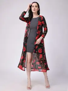 SCORPIUS Floral Printed Longline Shrug