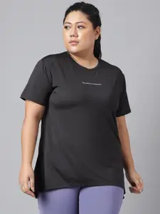 MKH Women Plus Size Typography Printed Dri-FIT Relaxed Fit T-shirt