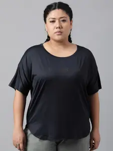 MKH Plus Size Typography Printed Drop Shoulder Sleeves Dri-FIT Relaxed Fit Sports T-shirt