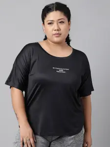 MKH Plus Size Typography Printed Relaxed Fit Dri-FIT T-shirt